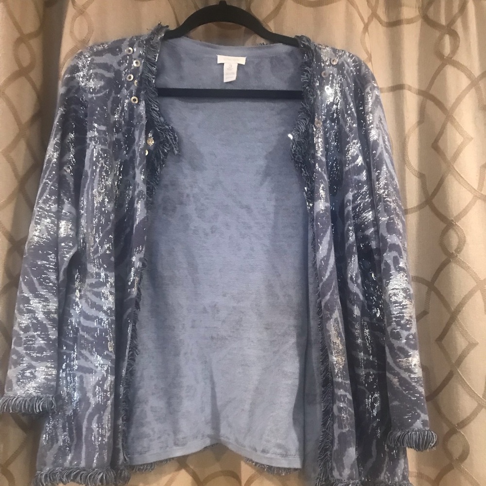 Beautiful Chico’s sweater Metallic Silver